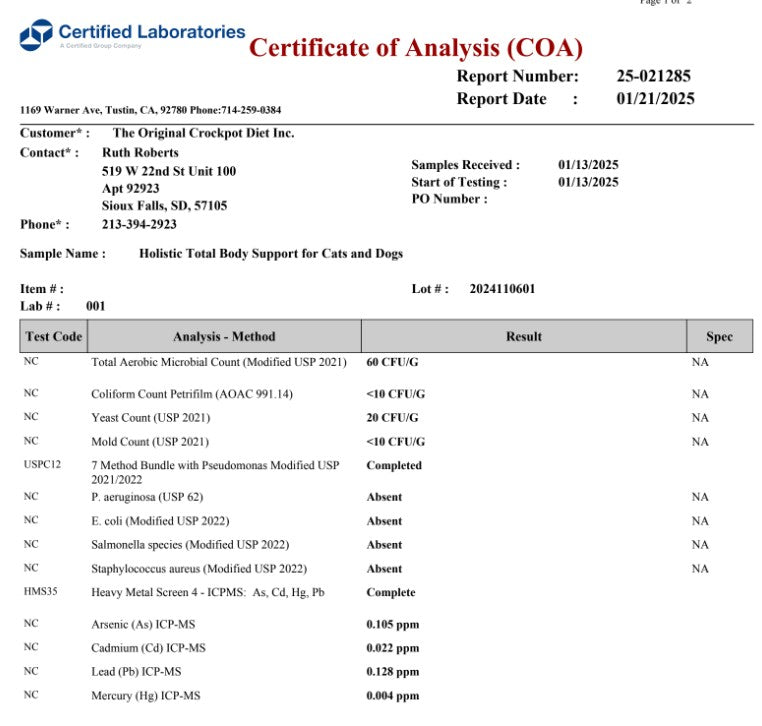 Holistic Total Body Support – Multivitamin & Glandular Support for Dogs and Cats
